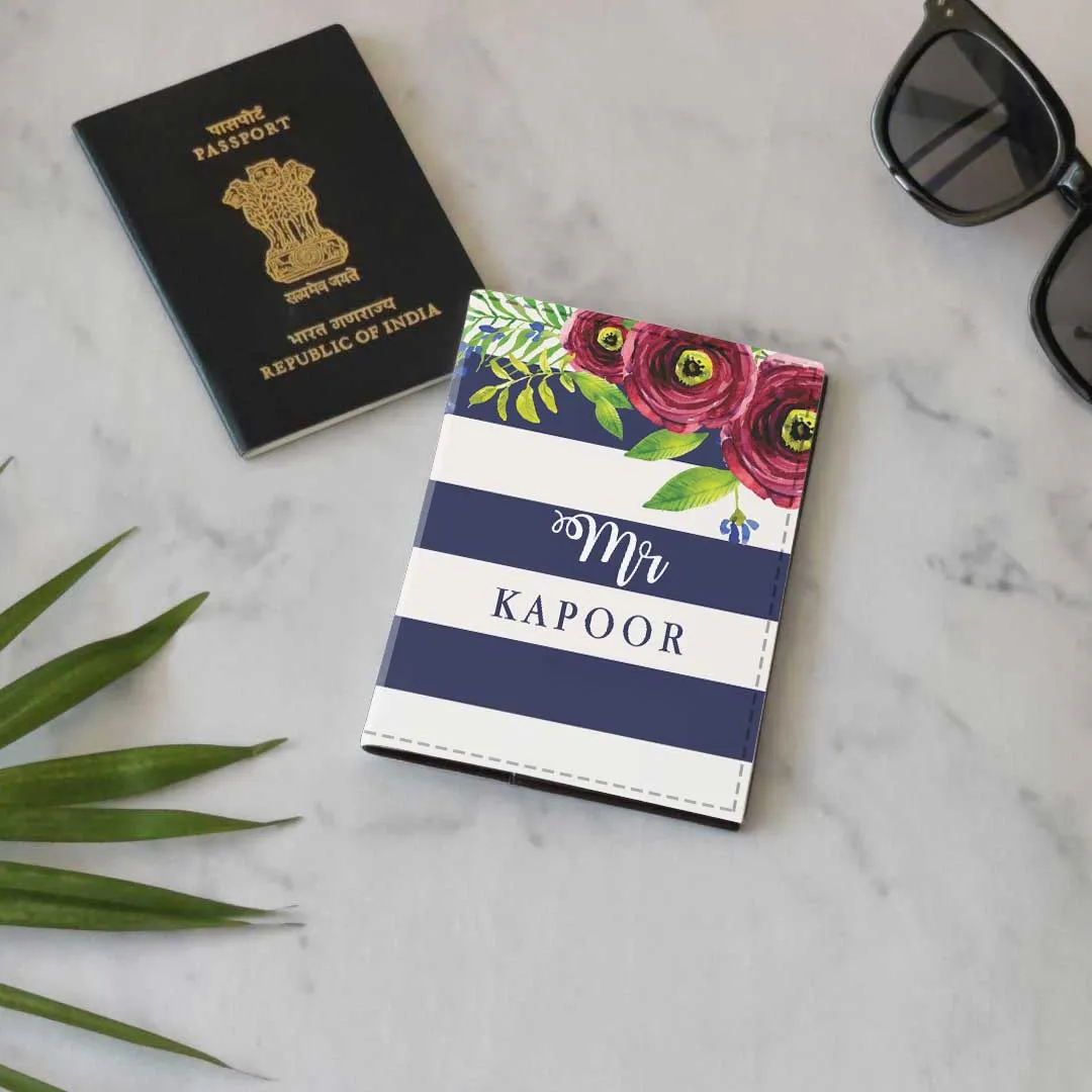 Nutcase Customized Mr Mrs Passport Cover for Couples- Set Of 2- Stripes